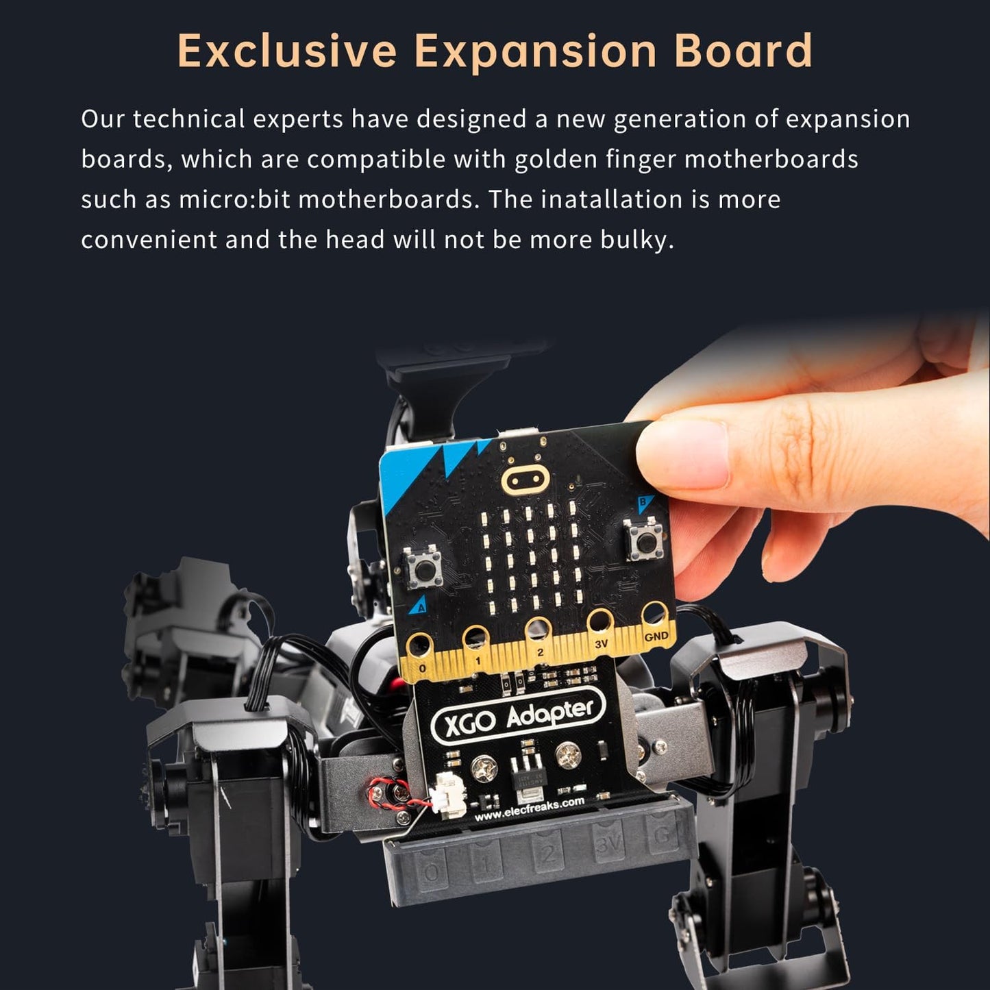 ELECFREAKS microbit Robotic Dog Xgo V2 Kit, 15 Movable Joint DIY Programmable Full Metal Bionic Robot Kit, STEM Educational Project for Open Source Hardware(Without Micro:bit)