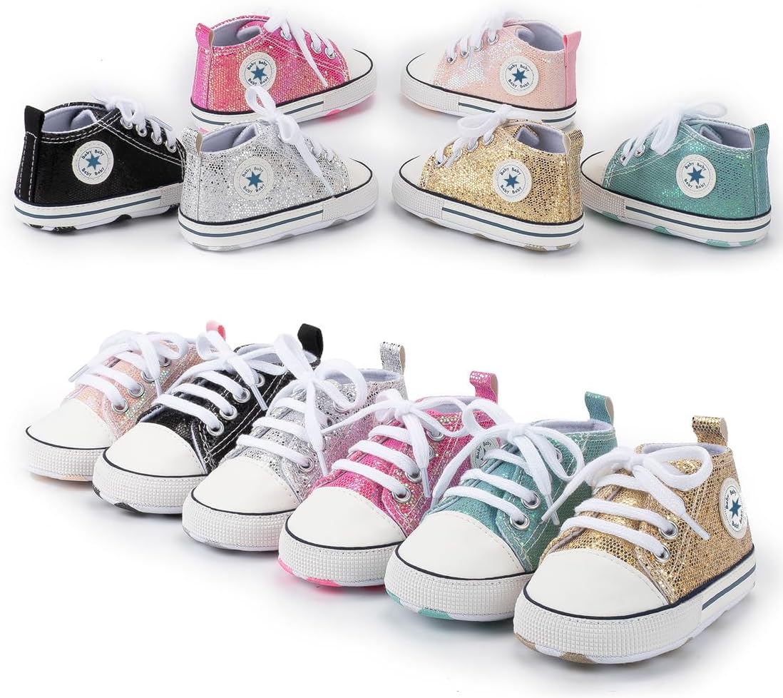 Unisex Baby Girls Boys Canvas High-top Shoes, Newborn Infant Anti-Slip Soft Sole Frist Walking Breathable Sneakers