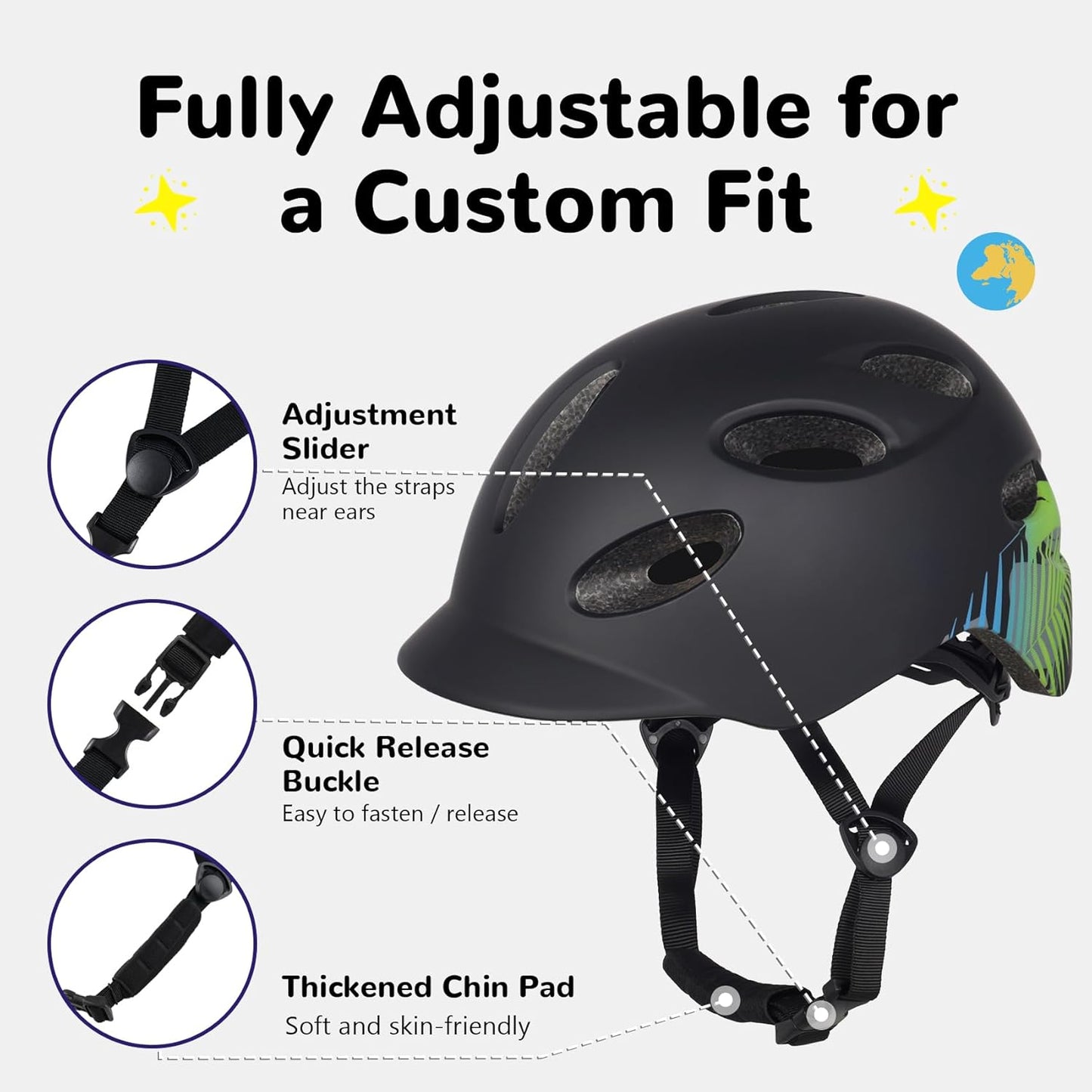 Kids/Youth Bike Helmet for Boys Girls and Teens, Adjustable and Multi-Sport for Bicycle, Kick Scooter, Skateboard, Roller/Inline Skate
