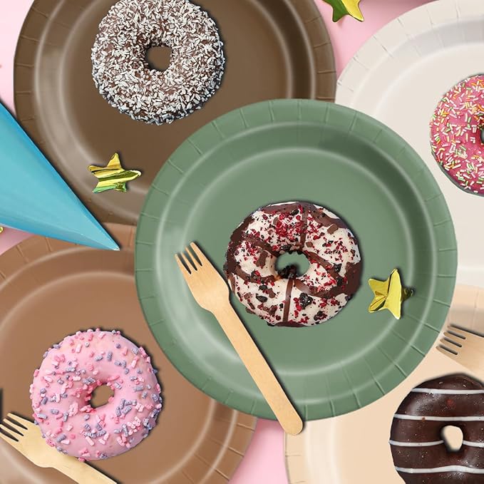 CMUSKO Woodland Baby Shower Decorations - 150pcs Brown Sage Green Forest Animal Theme Plates & Napkins Kit Serves 50- Safari Party Supplies for Birthday, Baby Shower Neutral