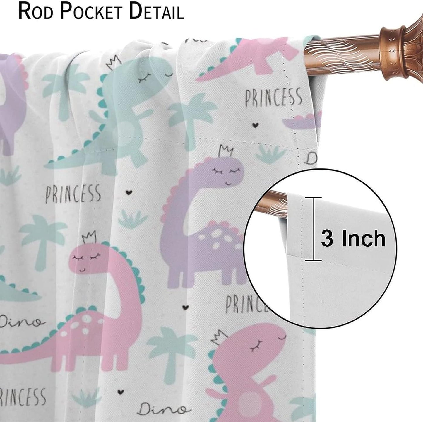 Kids Dinosaur Curtains for Boys Girls Bedroom Decor Cartoon Dino Colorful Cute Funny Animal Wildlife Printed Blackout Rod Pocket Window Drapes for Baby Nursery Playroom W31.5xL63in 2 Panels