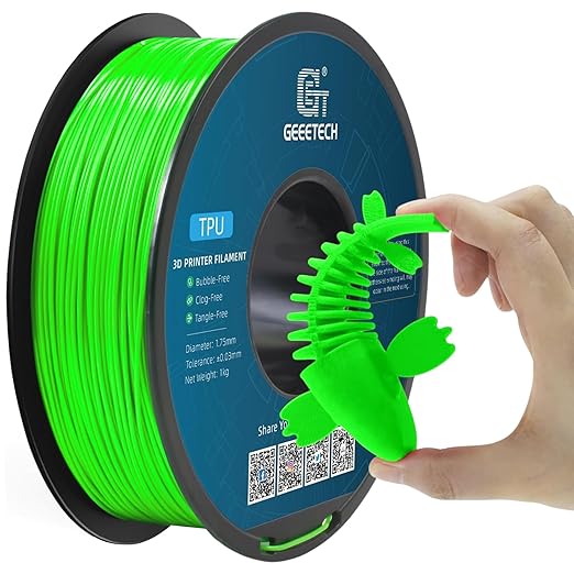 Geeetech TPU Filament 1.75mm – 95A Flexible 3D Printer Filament with High Elasticity, 1KG (2.2lbs) Spool, Dimensional Accuracy ±0.03mm, Fits Most FDM Printers, Green