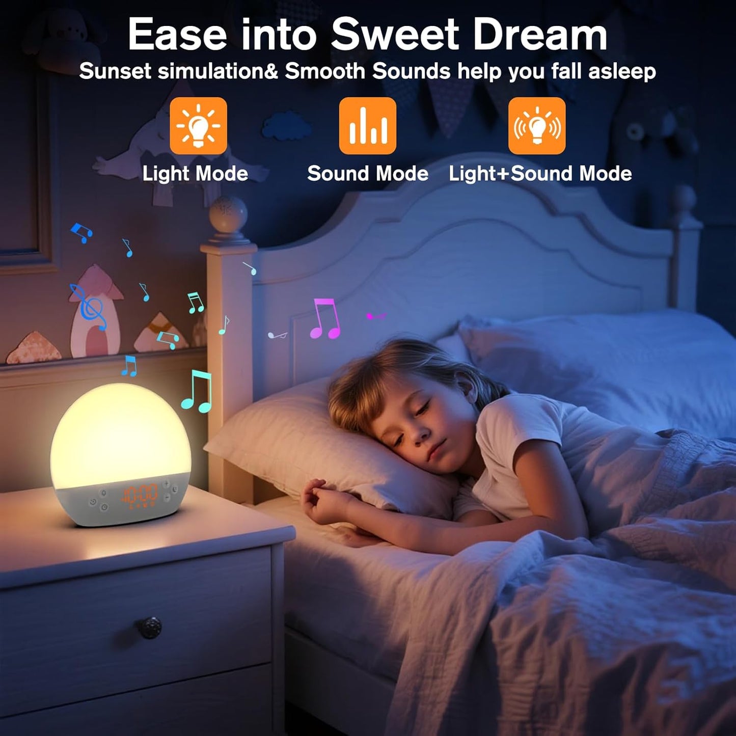 Sunrise Alarm Clock for Heavy Sleepers Adults,White Noise Sound Machine 30 Soothing Sounds, Dimmable Digital Clock&Night Light, Wake Up Light/Bedside Lamp/Alarm Clocks for Bedrooms,Ideal for Gift
