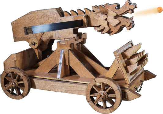 Mini Dragon Ballista Ancient Missile Launcher China Three Kingdoms Chariot Wooden Catapult DIY 3D Puzzles Model Kits STEM Projects Tabletop Toys