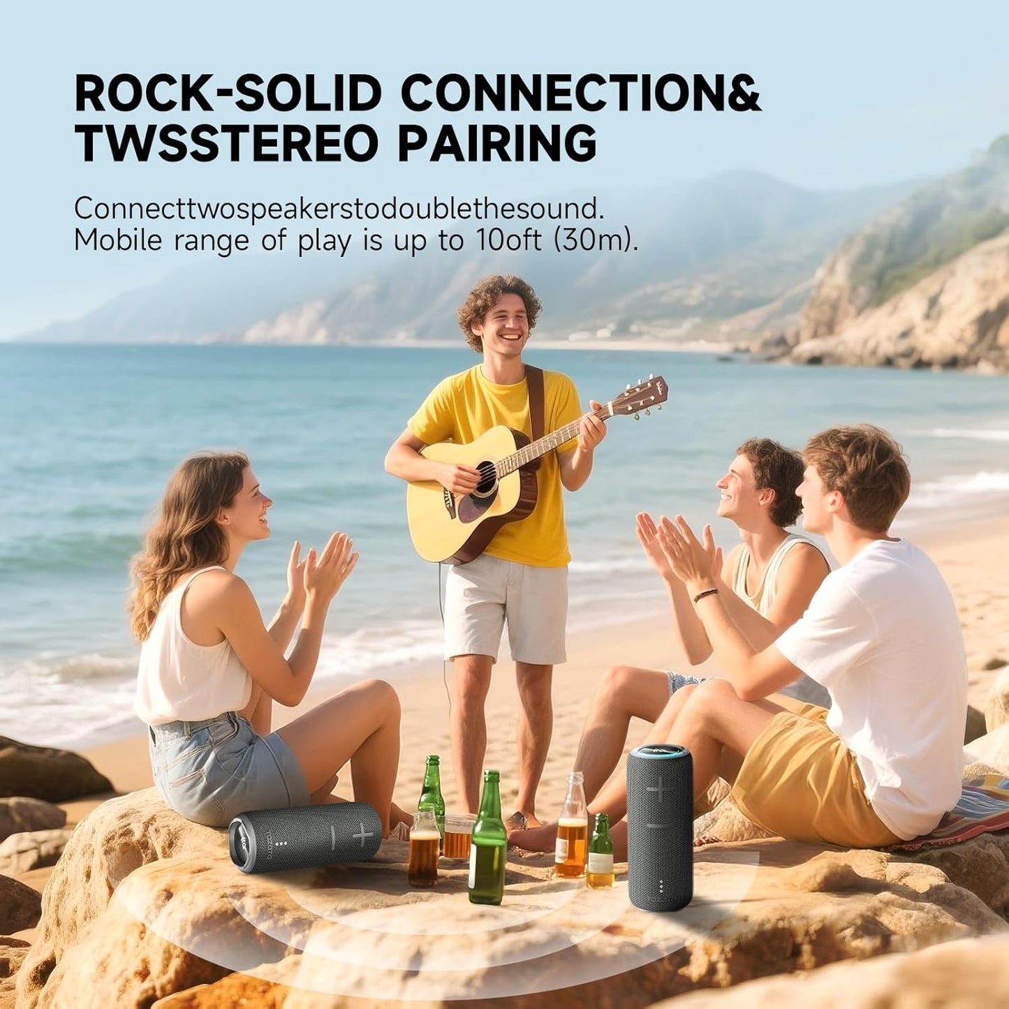 Portable Bluetooth Speaker, 30W 360° Surround Sound IPX7 Waterproof Wireless Golf Speakers,Outdoor Loud TWS Speaker,for Beach,Party,Camping Gift,8H Playtime