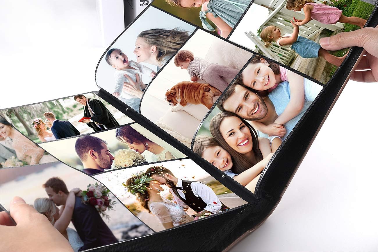 RECUTMS Photo Album 4x6 600 Photos Black Inner Page Button Grain Leather Large Capacity Pockets Pictures Album Birthday Christmas Wedding Anniversary (Blue)