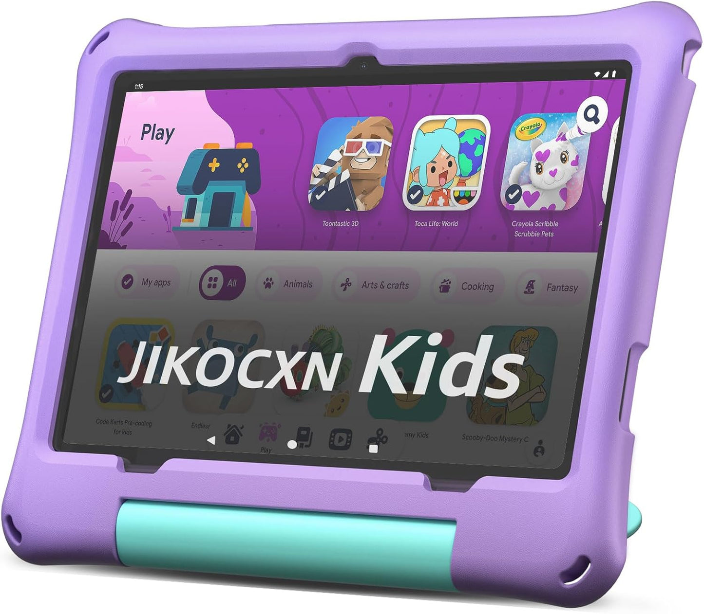Kids Tablet, Android 15 Tablet for Kids 10 inch Octa-Core with Case, 24GB RAM 64GB ROM 1TB TF Card Expandable for Toddler Children, Parental Control, Dual Camera, BT5.0, WiFi, Gift (Purple)