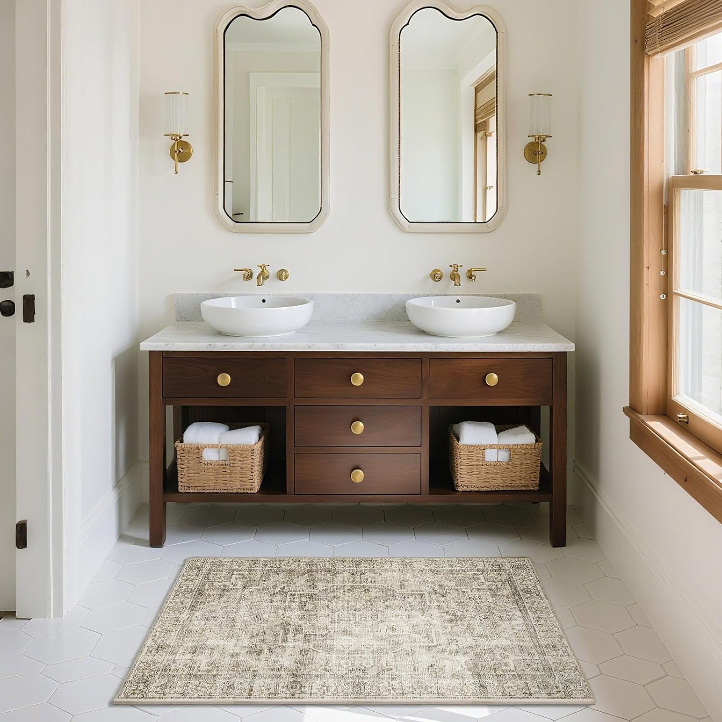 Machine Washable Throw Rugs for Entryway: Door Mat Indoor Entrance 2x3 Small Rug Stain Resistant Non-Slip Low Pile Soft Carpet for Kitchen Front Door Indoor Entry Bathroom Bedroom