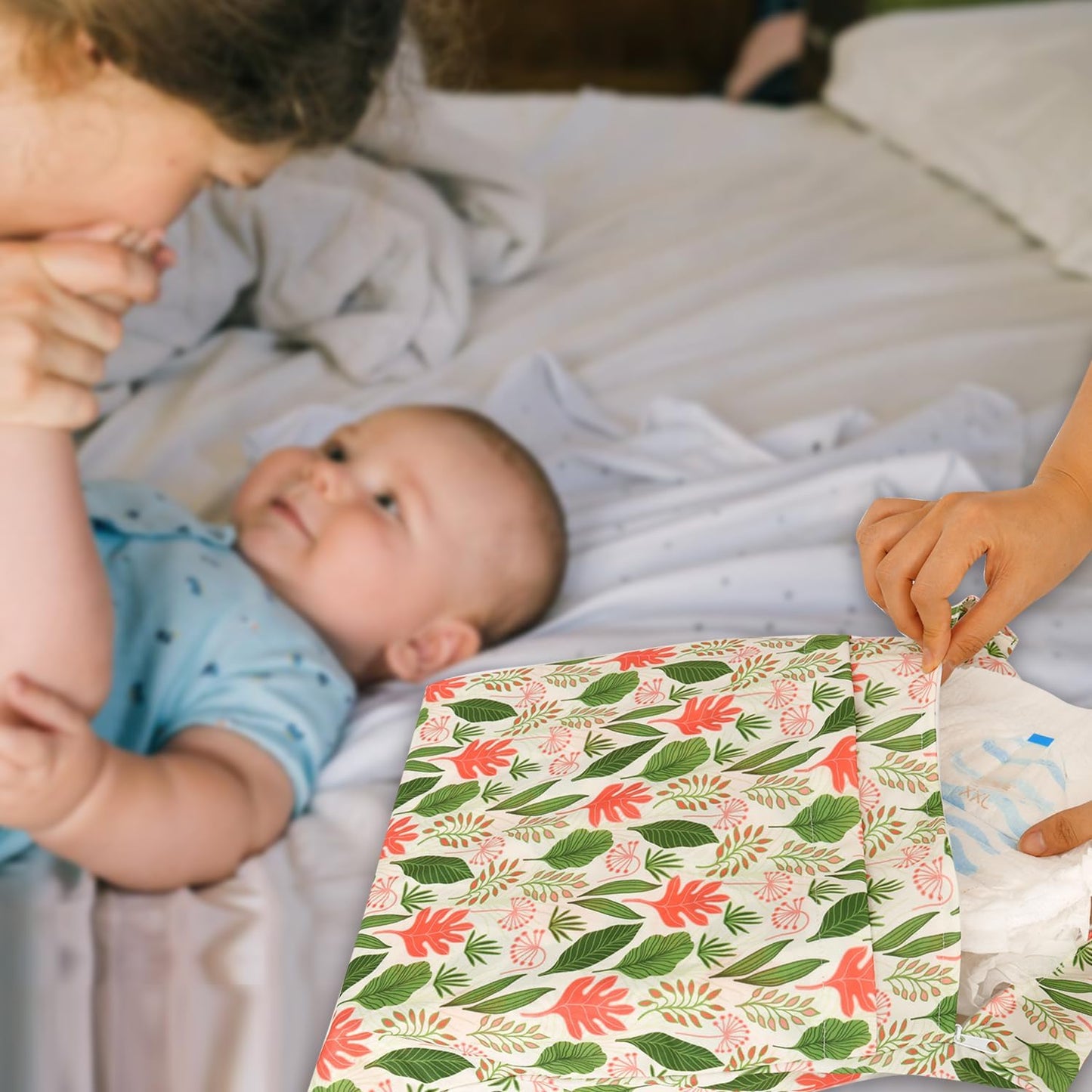 2pcs Cloth Diaper Wet Dry Bags, Waterproof Reusable Wet Bag with 2 Zipper Pockets & Handle, Washable Laundry Bags for Baby Adult Clothes Travel Beach Pool Daycare Yoga Gym Exercise Swimsuits,