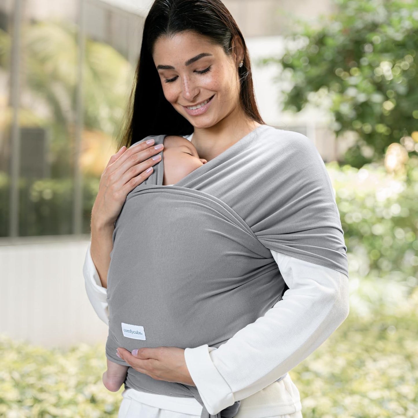 Comfy Cubs Baby Wrap Carrier - Soft & Secure Fit Cotton Blend Baby Carrier Newborn to Toddler - Hands-Free & Lightweight Infant Wrap - Adjustable, One Size Fits All Toddler Sling - Slate Grey