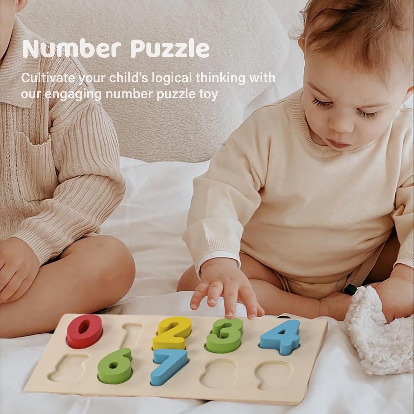 Shape Sorter - Wooden Pound A Ball and Montessori Number Puzzle Set for Babies - Educational Sorting Game with Storage Car for Toddlers