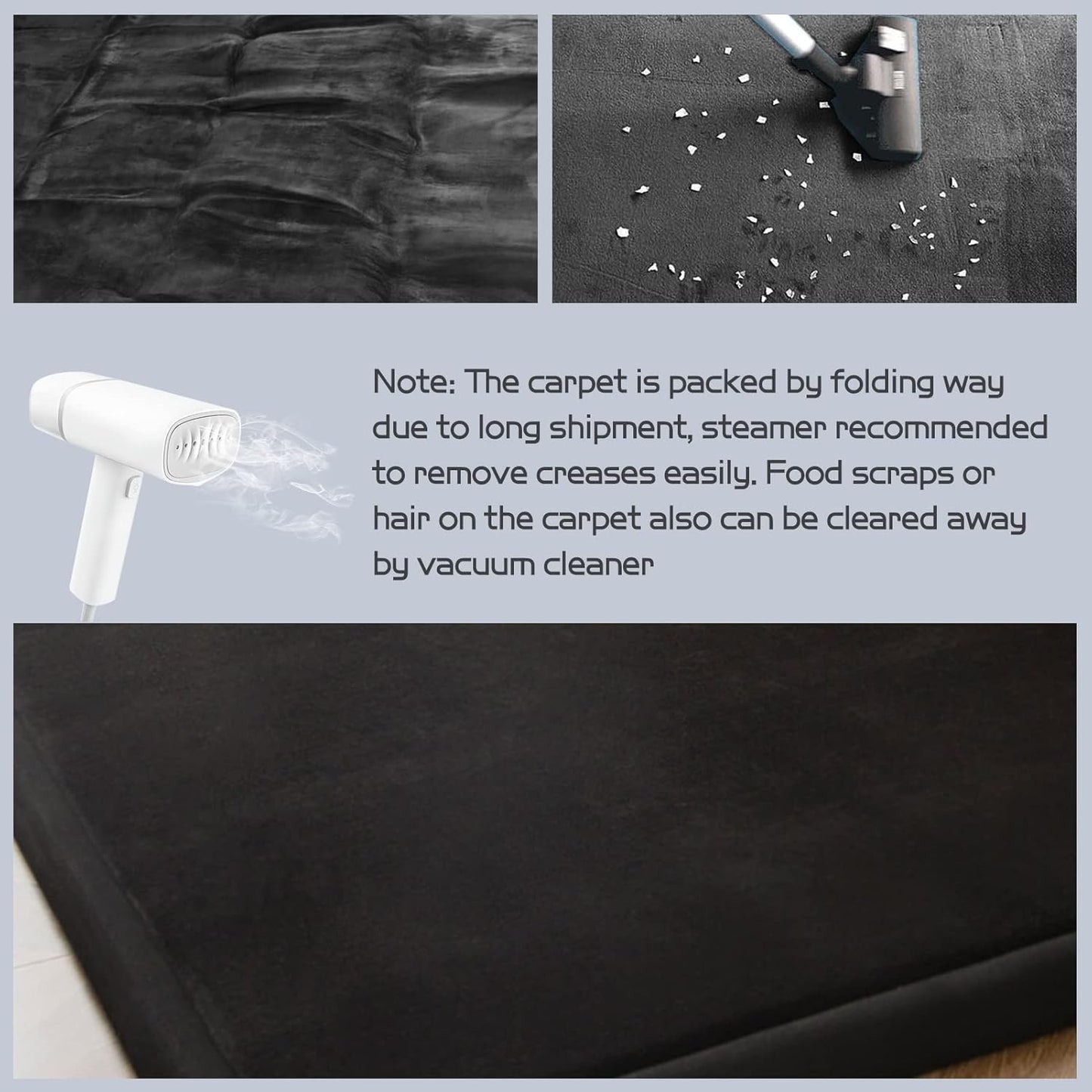 MAXYOYO Black Coral Velvet Area Rug, Thick Japanese Tatami Mat Living Room Carpet with Non-Slip Backing, Large Solid Color Mat for Bedroom Dormitory Yoga, 78 by 118 inch