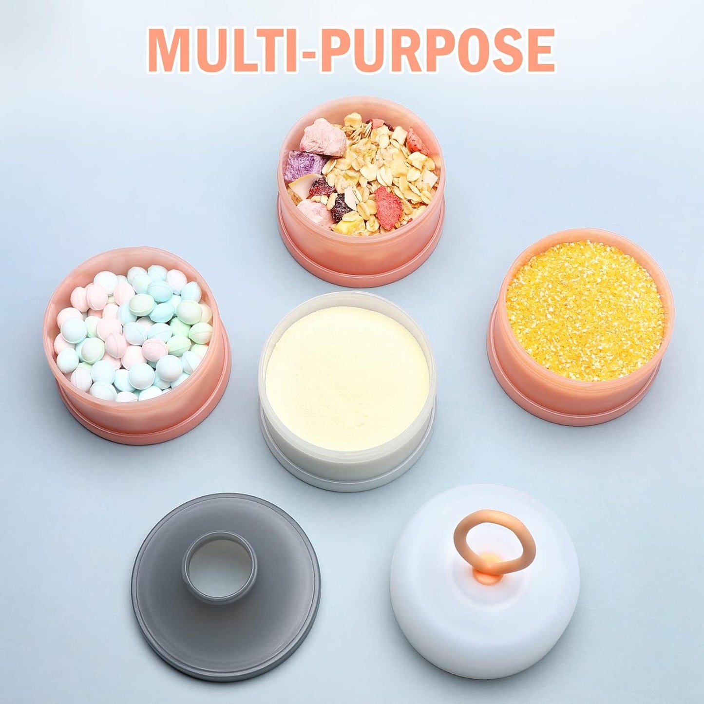 Accmor 2 Pack Baby Formula Dispenser On The Go, Stackable Formula Dispenser Formula Container to Go, Non-Spill Portable Milk Powder Kids Snack Storage Container, BPA Free