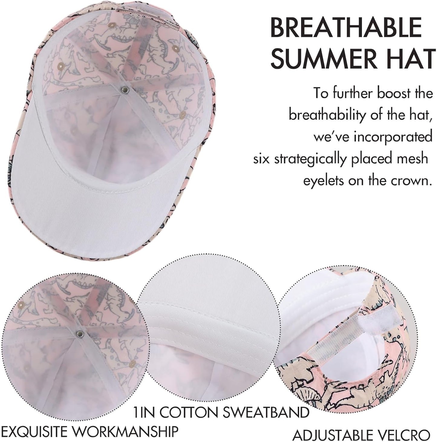 JANGANNSA Dinosaur Boys Girls Caps Embroidery Baby Baseball Caps Cotton Infant Toddler Kids Hat Spring Summer Autumn 2-6Y