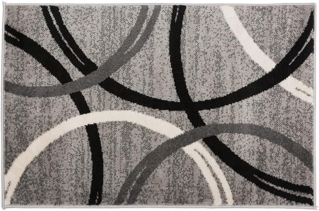 Rugshop Modern Wavy Circles Design Area Rug 2' x 3' Gray