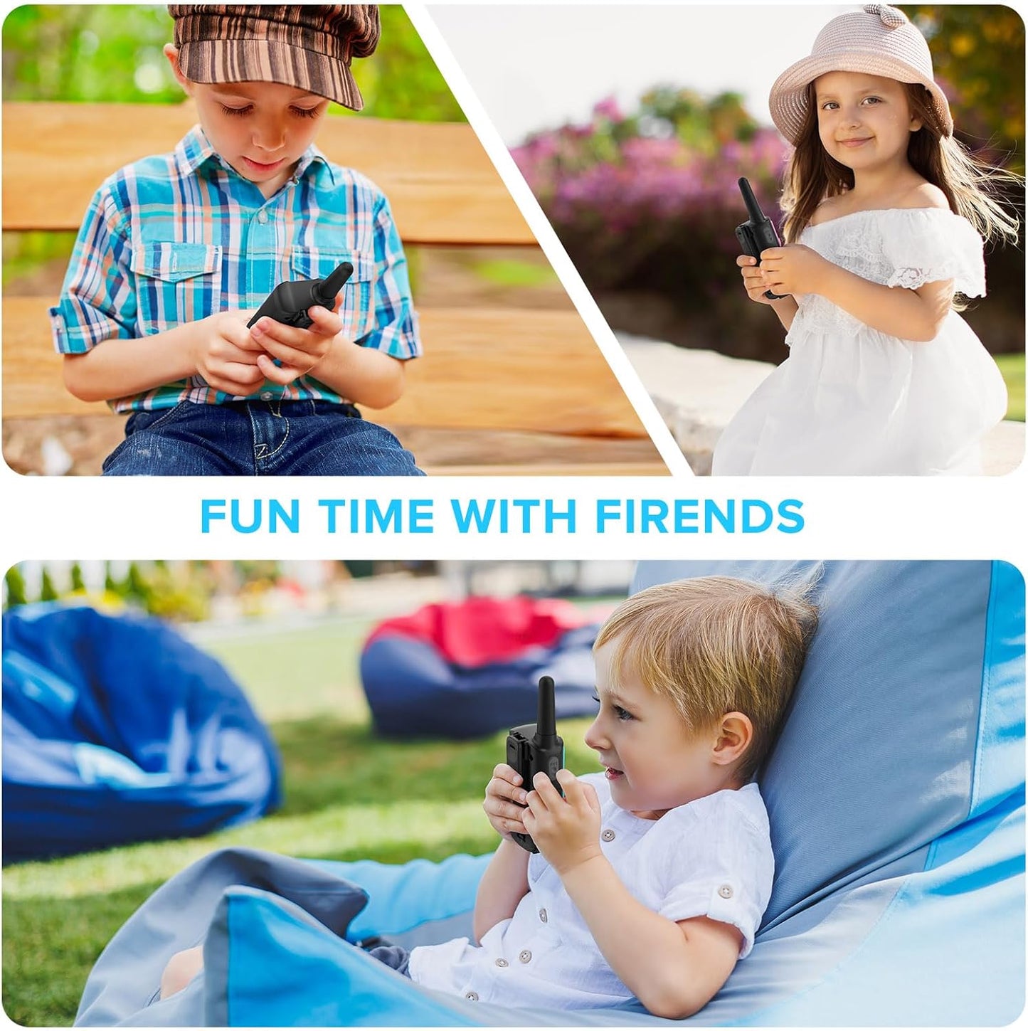 Walkie Talkies for Kids Rechargeable, 2 Pack Long Range Walkie-Talkie for Small 2 Way Radio Hands-Free Outdoor Camping, Hiking Talki with Wearable Lanyard Birthday Xmas Toys Gifts for Boys Girls Kids