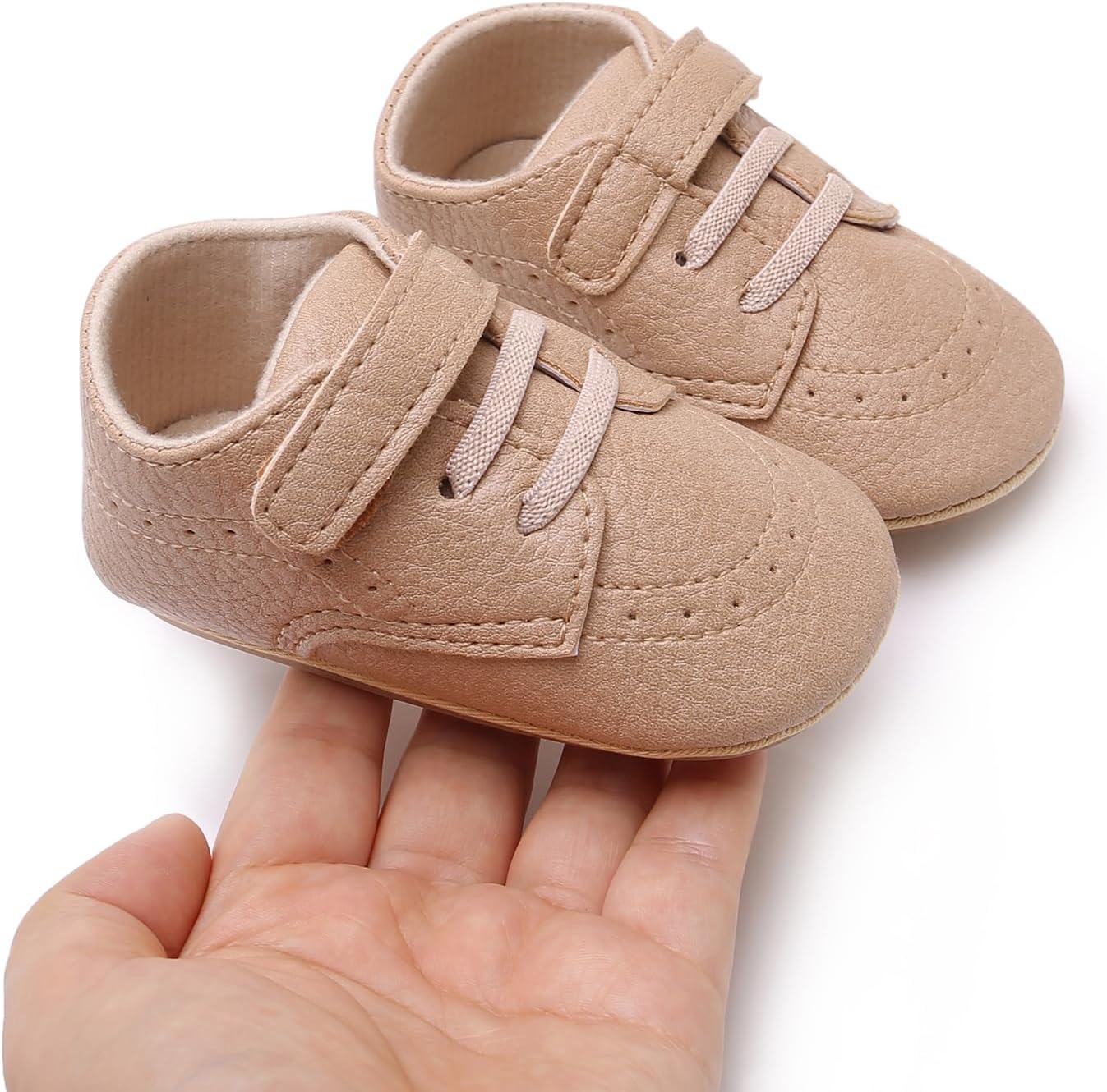 SOFMUO Baby Boys Girls High Top Ankle PU Leather Sneakers Soft Rubber Sole Infant Moccasins Newborn Oxford Loafers Anti-Slip Toddler Wedding Uniform Dress Shoes