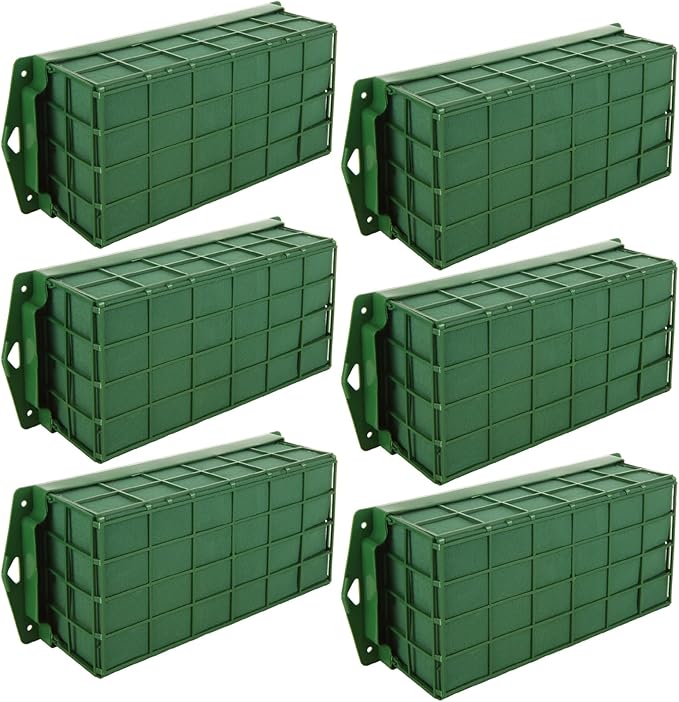6 Pcs Floral Foam Cage, 11.8" x 4.5" x 3.1" Rectangle Flower Cage Holders with Floral Foam, Floral Arrangement Cage for Artificial Flowers, Fresh Flowers and Home Decoration