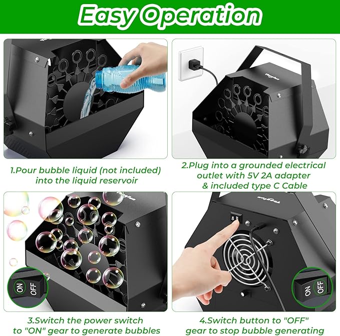 Theefun Batteries Bubble Machine: 750ML Metal Bubble Blower Type-C Operated with 1000+ Bubbles Per Minute, Professional Automatic Portable Bubble Maker for Parties Wedding Birthday Indoor Outdoor Use