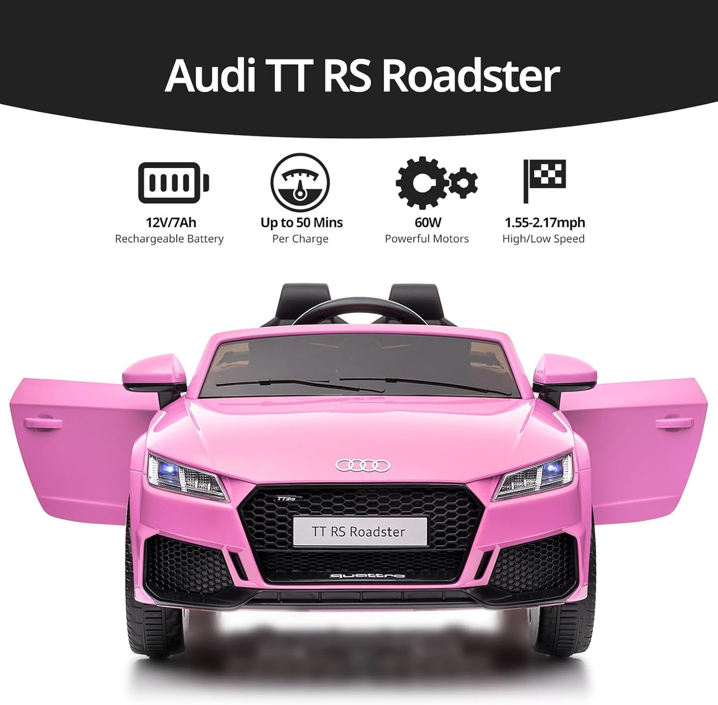 Licensed Audi Electric Kids Car, 12V Kids Ride-on Toy Car for Toddlers w/Remote - Pink