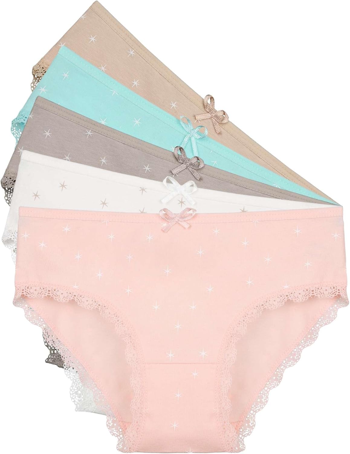 Donella Girls' Soft Cotton Underwear - Kids Bikini Brief Panties for Girls and Toddlers 5-Pack, Age: 2-15