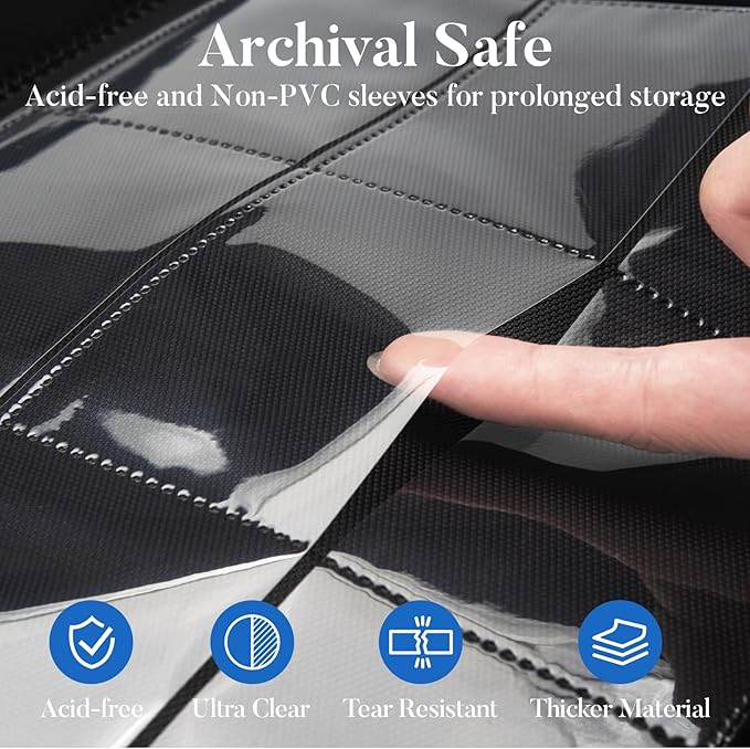 Premium Zip Card Binder 12 Pocket, Fabmaker 912 Pockets Trading Card Binder, PU Zipper Card Collection Album, Sturdy Side-Loading Card Book Holder for MTG, TCG, Game Cards, Sports Cards, Black