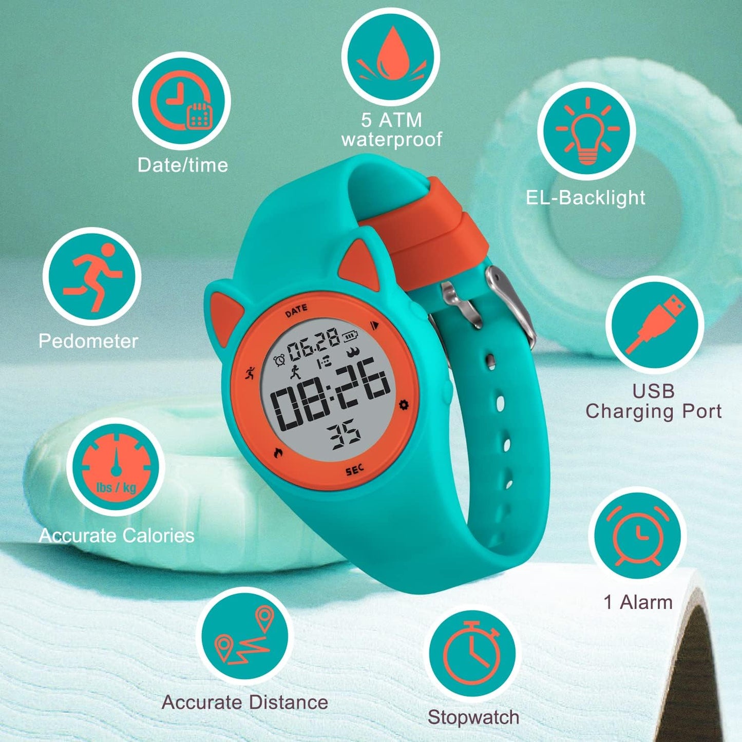 Kids Watches for Girls Boys Digital Sport Watch with Step Counter Pedometer Vibration Alarm Clock, No App Waterproof Fitness Tracker Kids Watch Boys Girls Teens Students Ages 5-16