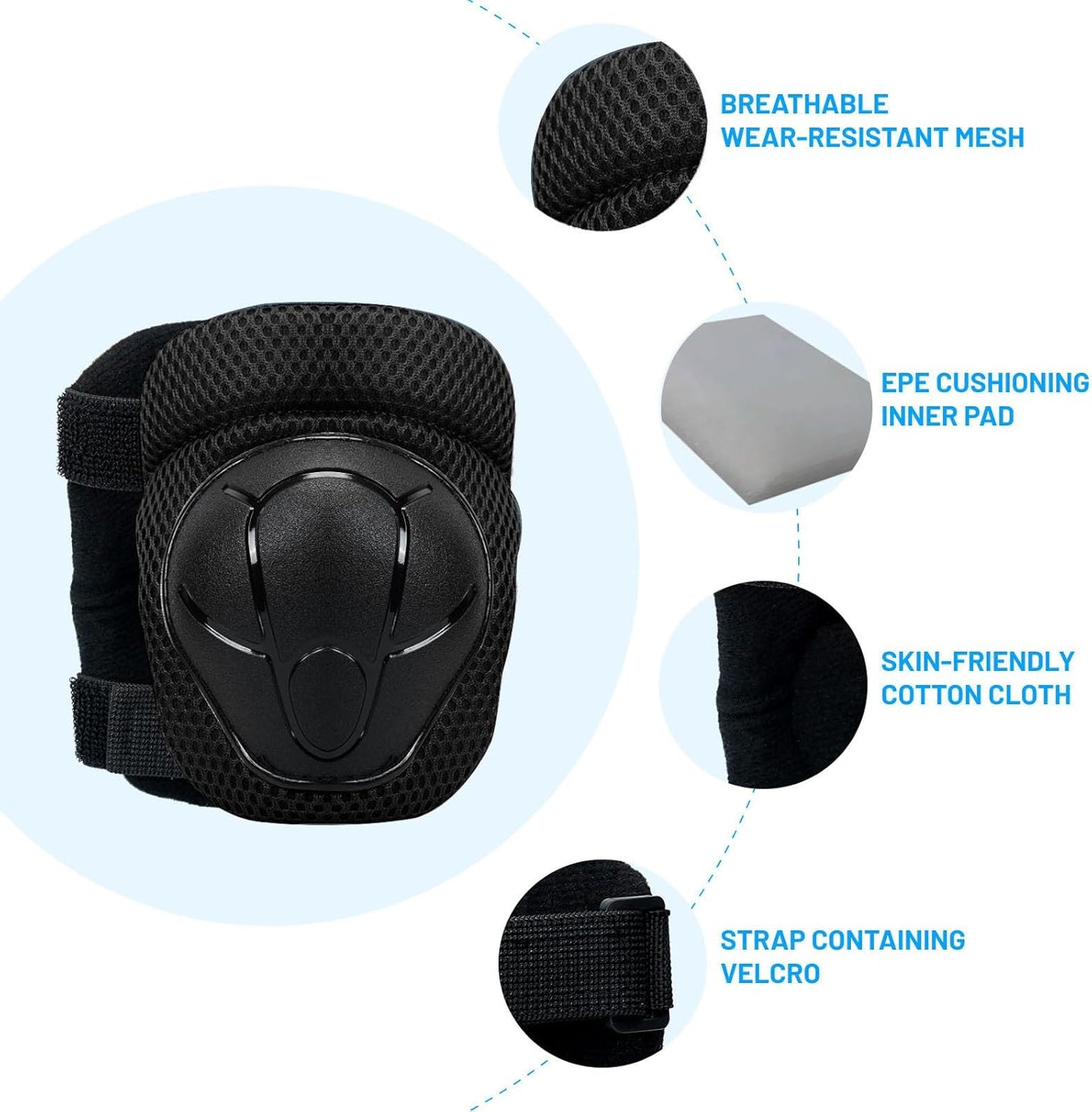 Knee Pads Elbow Pads Wrist Guards Set for Kids,Upgraded Protective Gear for Toddle 4-12 Boys or Girls Children Roller Skating Scooter Skateboarding Bike Roller Blade