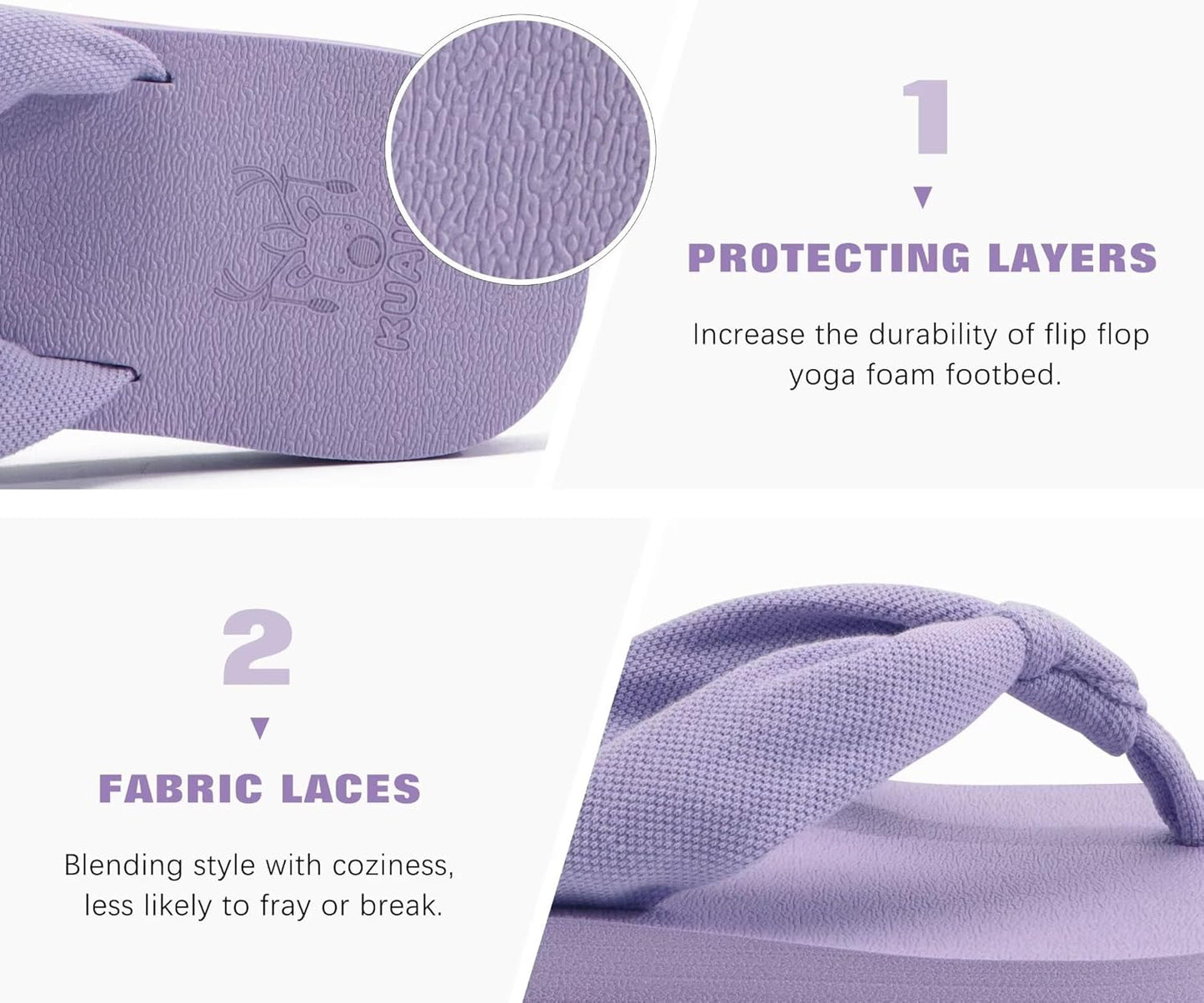 KuaiLu Flip Flops for Women with Arch Support Yoga Mat Comfortable Summer Beach Walking Thong Cushion Sandals Slip On Indoor Outdoor