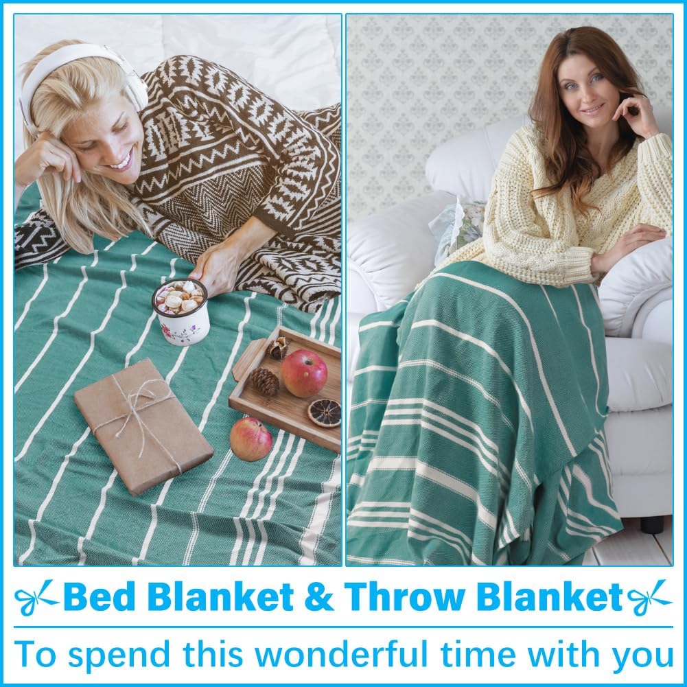 Oversized Turkish Beach Towel Blanket XXL Cotton Sandproof Towels Boho Woven Extra Large Big Sand Free Giant Throw Thick Blankets Huge Quilt XL Picnic Camping Necessities Cloud For Adult Gifts Teal