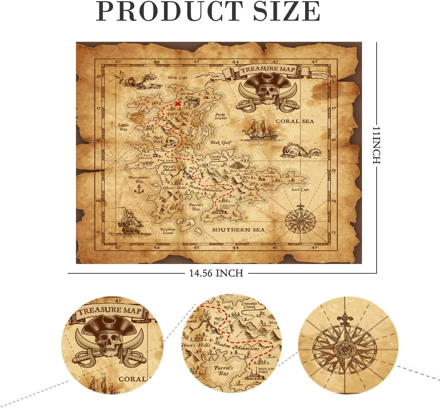 Pirate Monocular Telescope with Treasure Map Pocket Compass - Collapsible Spyglass for Party Accessory Set