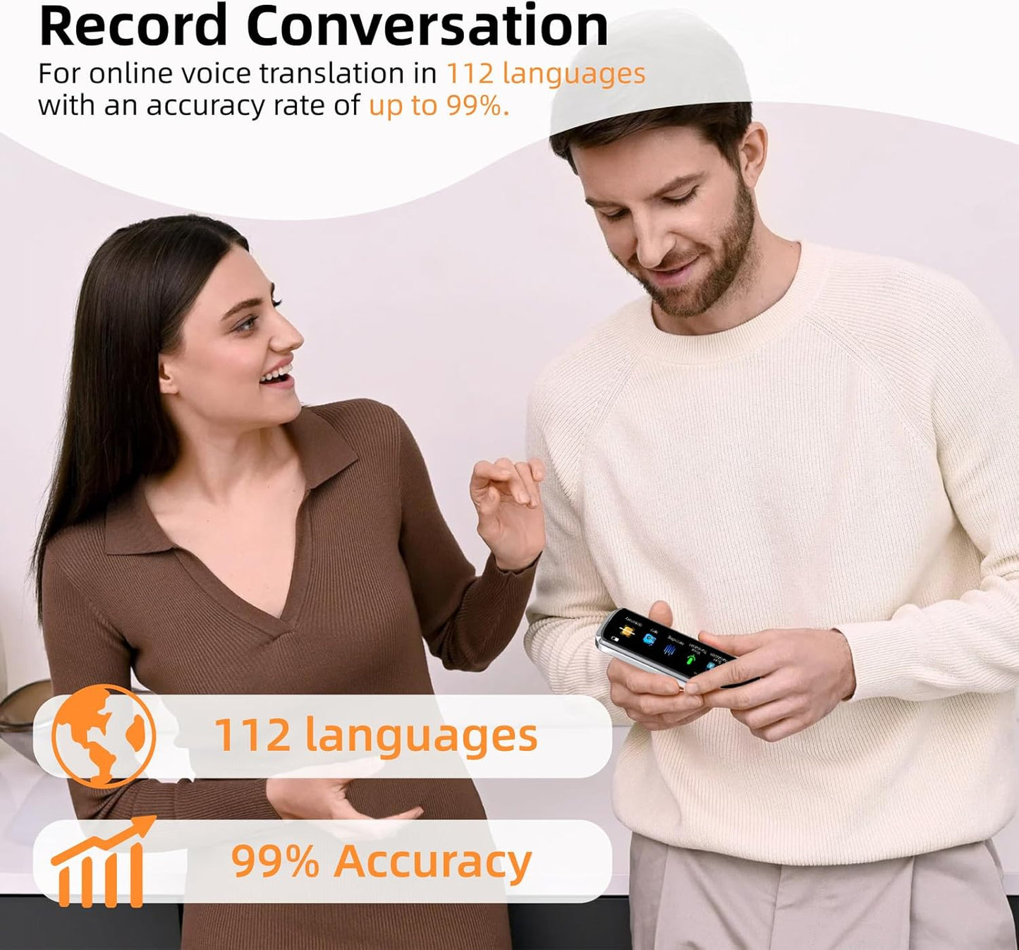 Translation Pen, OCR Digital Reading Pen with 112 Language, Translation Device with 3.69 Inch Touch Screen, Smart Pen for Instant Voice Translator for Study, Travel, Business