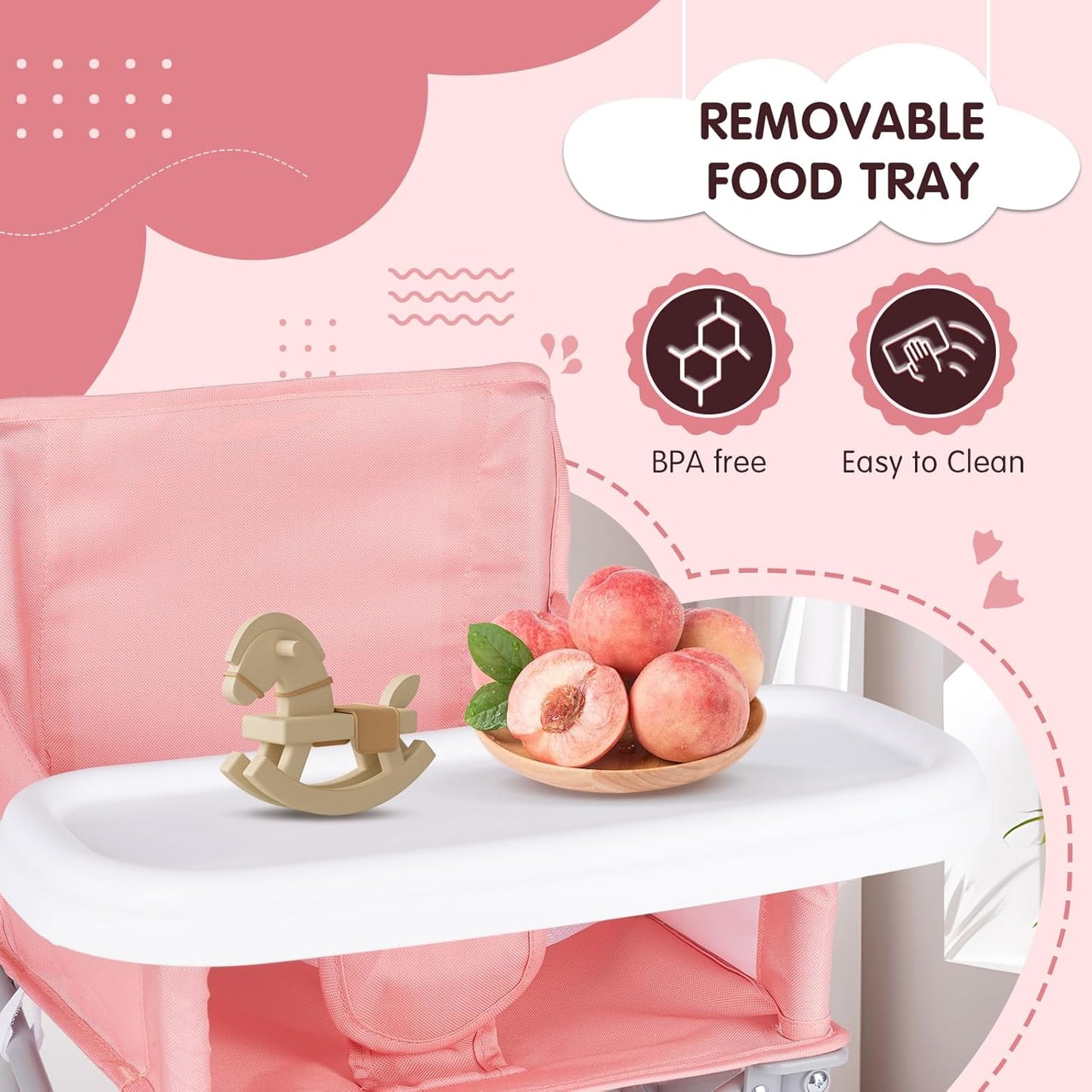 Portable Booster Seat, Toddler Baby Seat with Tray for Dining Table Compact Floor Chair for Camping Lawn Beach Babies Travel 6-36 Months