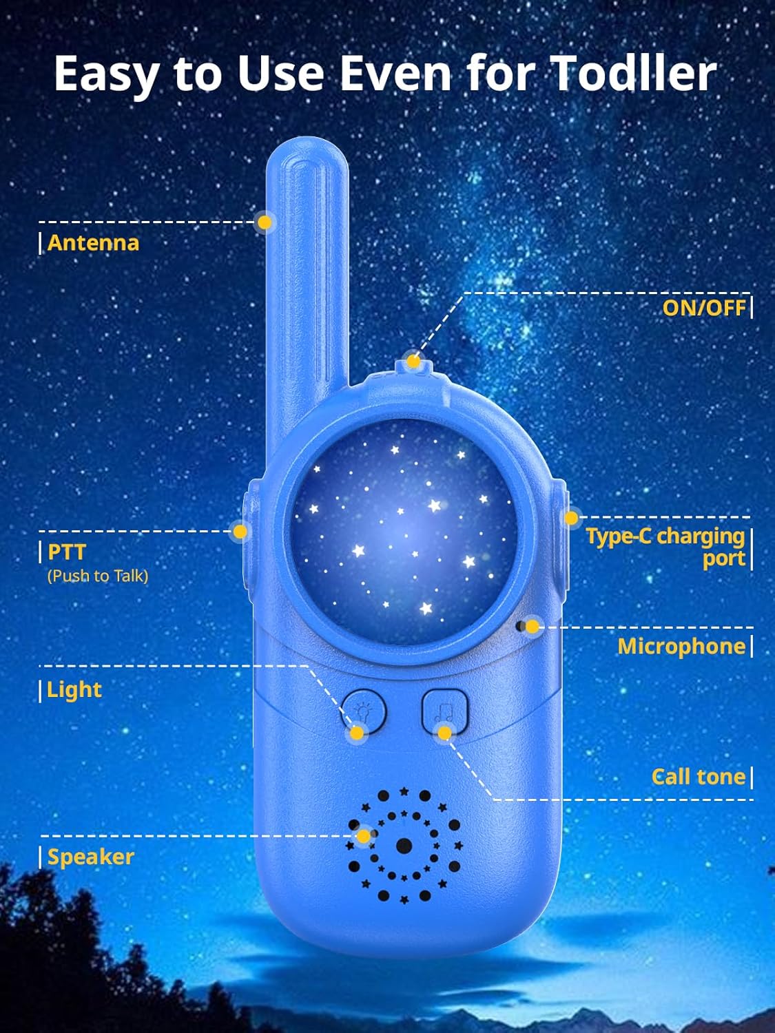 Walkie Talkies for Kids Rechargeable, 3 4 5 Year Old Boy Girl Gifts, 2 Pack Birthday Gifts for 3 4 5 6 7 8 Year Old Boys, Toddler Toys for Indoor Outdoor Games