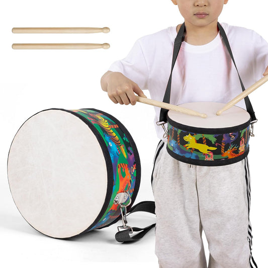 Kids Drum Set with Adjustable Strap: Toddler Musical Instrument for Ages 3-5, Wearable Drum Kit with Drumsticks, Educational Percussion Toy for Rhythm Music Development (Black)