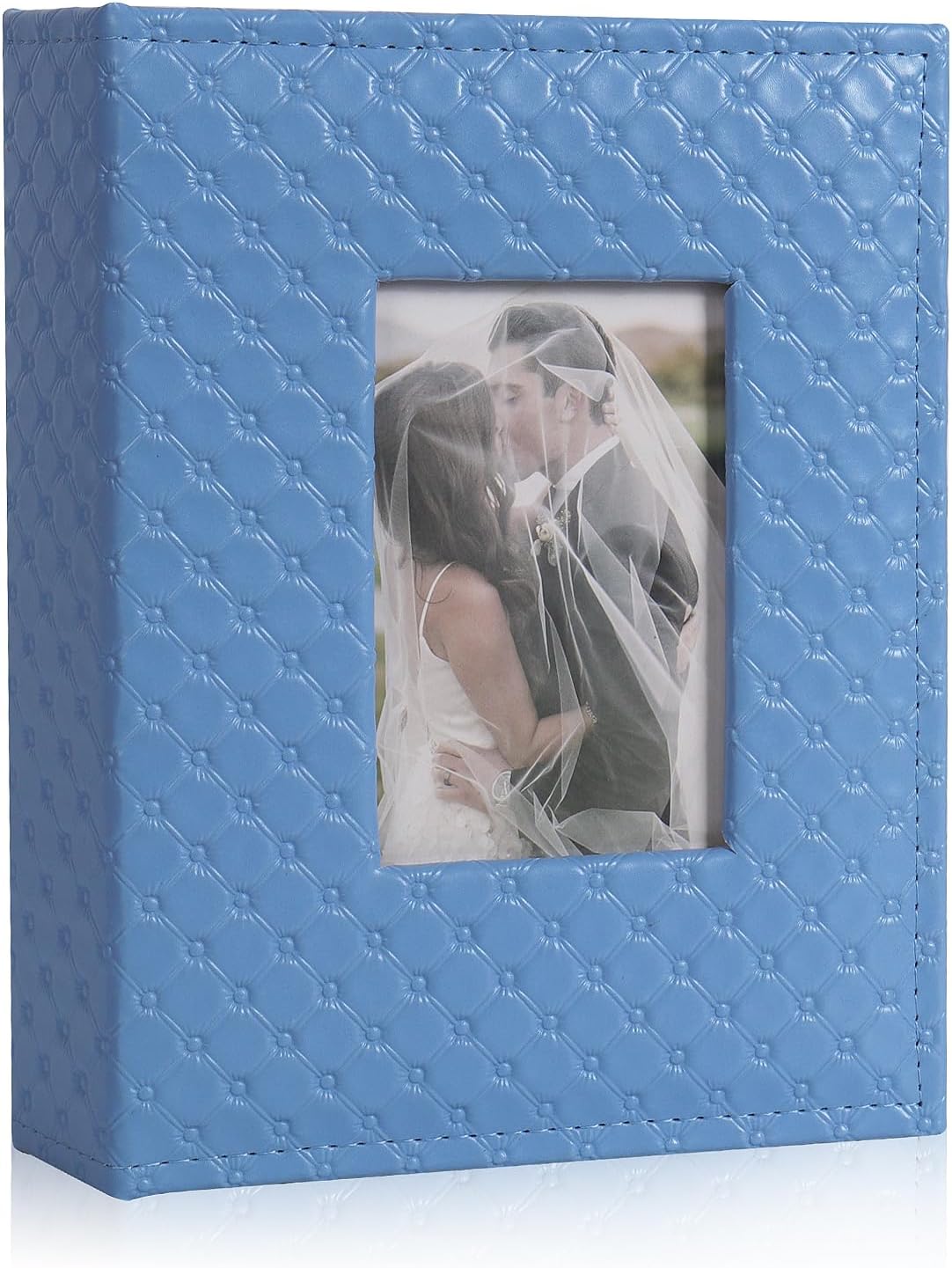 RECUTMS 200 Pocket Photo Albums 4x6 Small PU Leather Cover Wedding Family Baby Anniversary Graduation Travel Personalized Blue