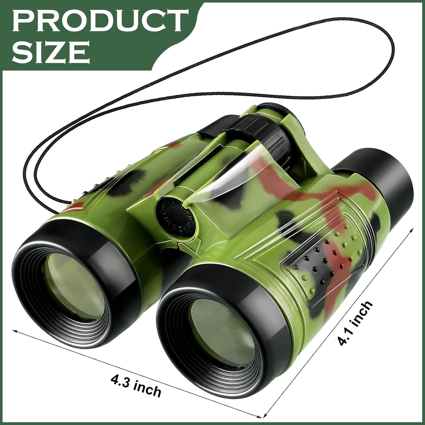 Deekin 16 Toy Binoculars for Kids with Neck String Learning Novelty Binocular Bulk Jungle Safari Hunting Party Favor for Explorer Gifts Bird Watching Camping Hunting, 4.3 x 4.1 Inch(Camouflage)