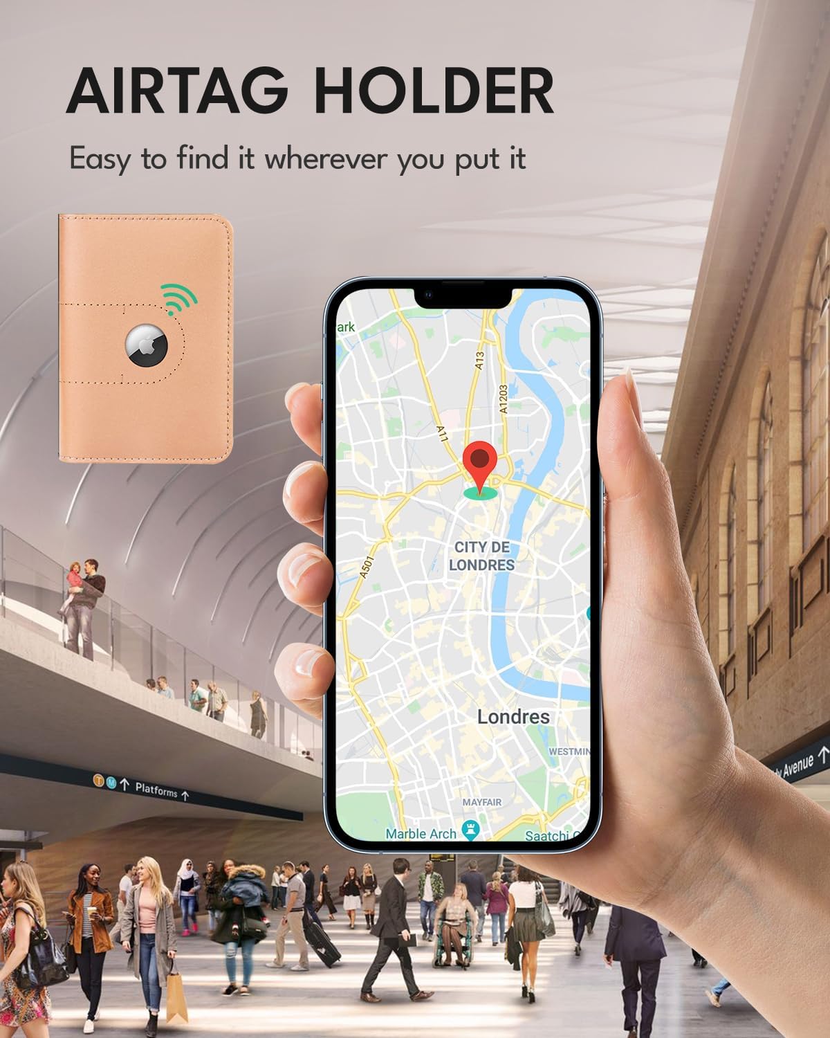 ALLIVE Passport Holder for Travel, Genuine Leather Passport Holder with Airtag Women Men,Travel Must Haves Airport Essentials, Passport Cover Travel Gifts Beige