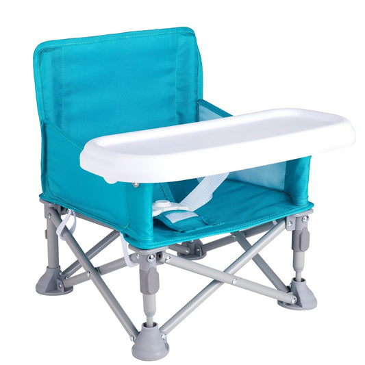 Portable Booster Seat, Toddler Baby Seat with Tray for Dining Table Compact Floor Chair for Camping Lawn Beach Babies Travel 6-36 Months
