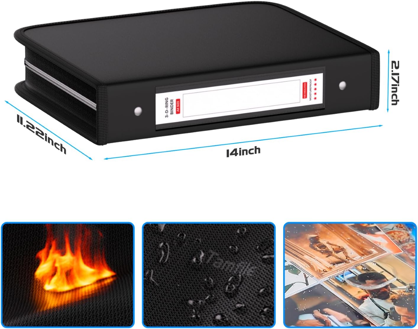 Tamfile Large 4x6" 400 Pocket Album, Fireproof Photo Binder with Plastic Sleeves (50 Pages), Waterproof Heavy Duty Photo Portfolio Folder with Clear Sheet Protectors, Each Page Holds 8 Pictures