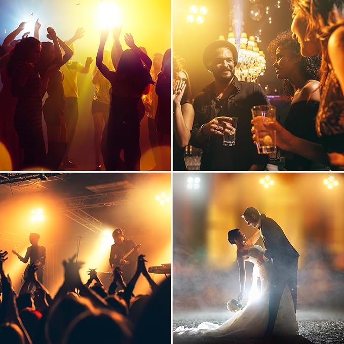 Stage Lights, 4X100W COB Spotlight LED Par Can Retro Lights, 2 in 1 Cool White & Warm White DMX512 Sound Activated Blinder Uplights for Events Parties Wedding Church Concert Studio Show Dance - 4Packs