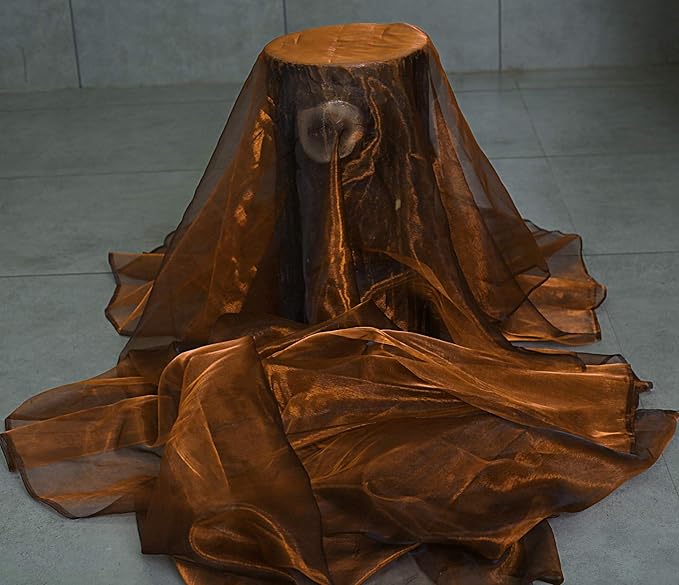 VDS Bronze Organza Fabric, 5 Yards Continuous, 45” Wide, Wedding Party Decoration Iridescent Crystal Sheer Shiny Organza Tulle Bridal Dress DIY Crafts Costume Sewing Backdrop Arch Cloth