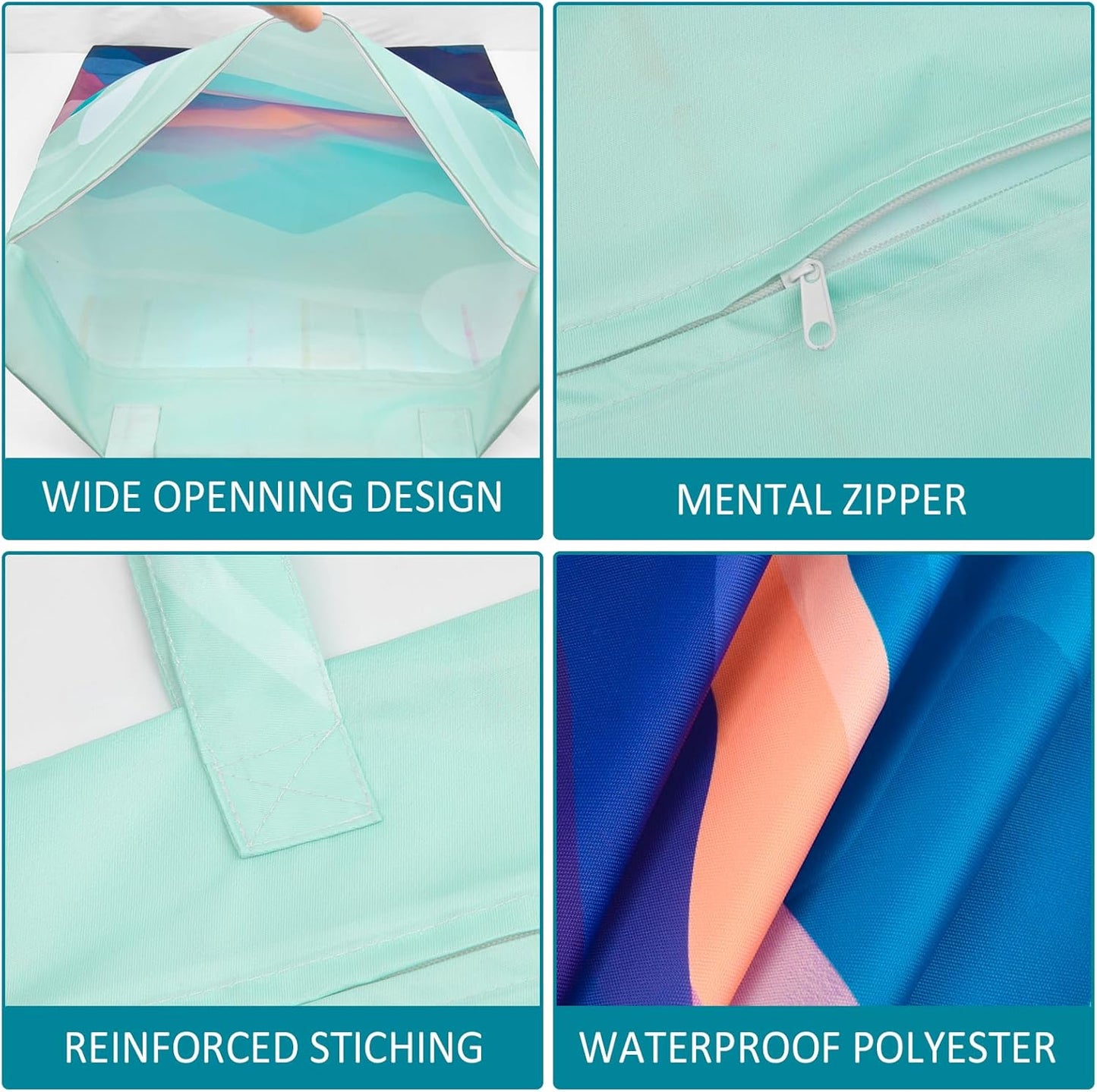 2 Pcs Large Travel Laundry Bags - Waterproof with Handle, Washable Dirty Clothes Bags for Travel, Wet & Dry Use, Bathing Suit & Gym Clothes Laundry, Swimming Pool & College Dorm