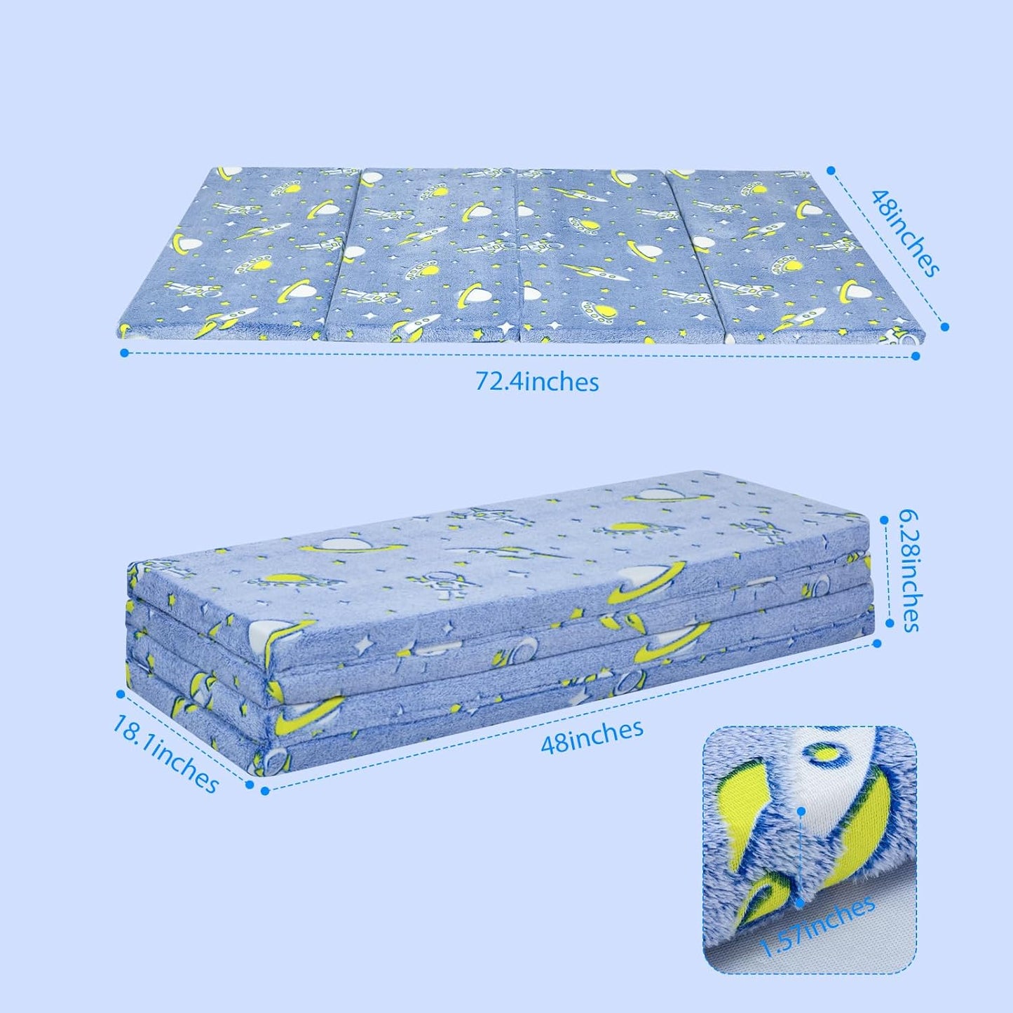 MeMoreCool Kids Floor Futon Mattress Large 6x4 FT, Thicken Foam Tatami Mattress for Children Play Area, Foldable Sleeping Pad Crawling Tatami Mat for Playroom