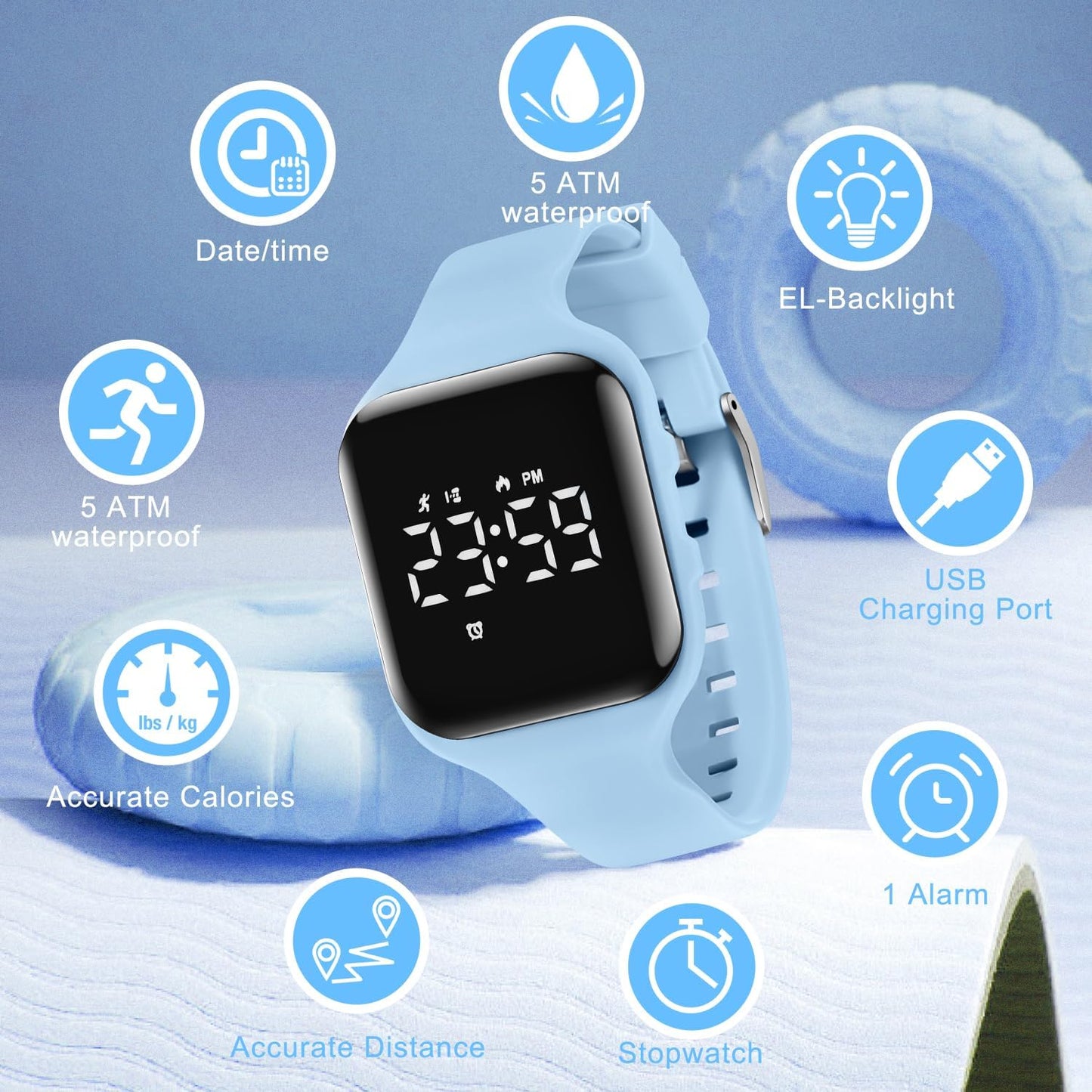 Kids Watches for Girls Boys Digital Sport Watch with Step Counter Pedometer Vibration Alarm Clock, No App Waterproof Fitness Tracker Kids Watch Boys Girls Teens Students Ages 5-16