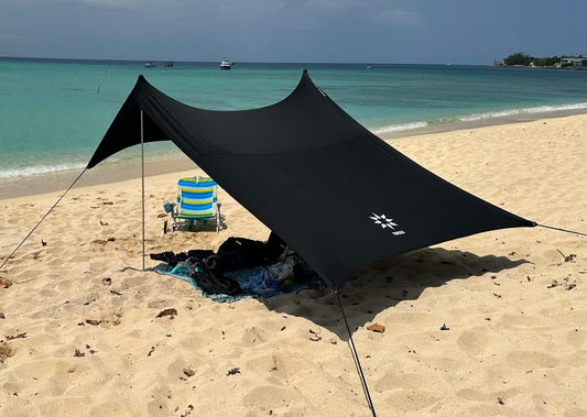 Neso Tents Beach Tent with Sand Anchor, Portable Canopy Sunshade - 7' x 7' - Patented Reinforced Corners(Black)