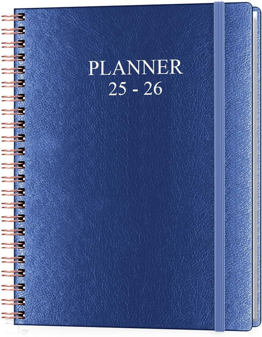 Planner 2025-2026 - Weekly & Monthly Planner Runs from Jul 2025 to Jun 2026, 8.5 x 11", 12 Month Tabs, Inner Pocket, PU Leather Cover with Twin-Wire Binding, Monthly Planners 2025-2026, Blue
