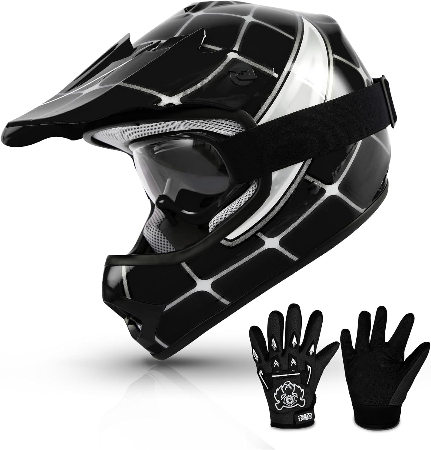 TCMT Dot Youth & Kids Motorcycle Off-Road Helmet Full Face Motocross Street Dirt Bike Mountain Bike BMX MX ATV Helmet+Goggles+Gloves New