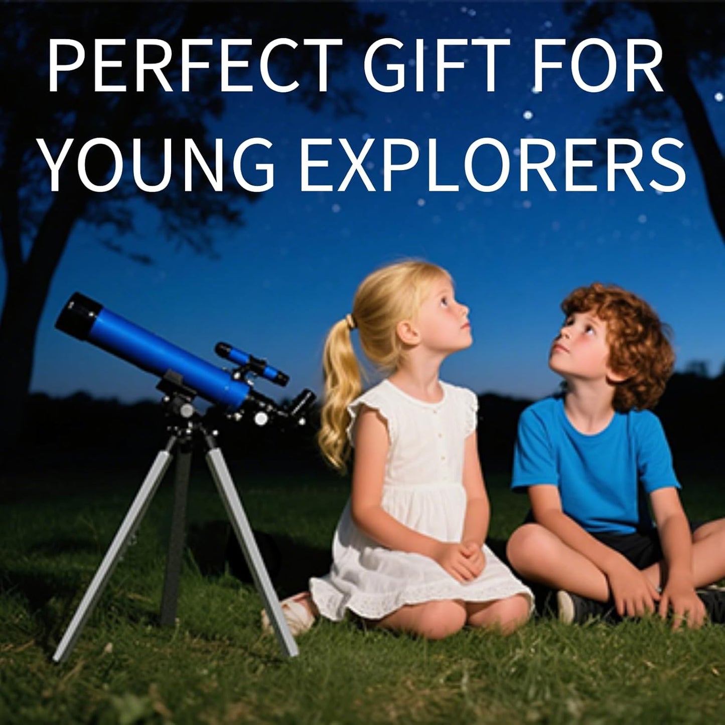 Telescope for Kids 50mm 100x Magnification Beginner Telescopio with Tripod, 2 Eyepieces & Finder Scope, STEM Educational Gift for Boys & Girls Ages 6-12, Portable Kids Telescope for Astronomy