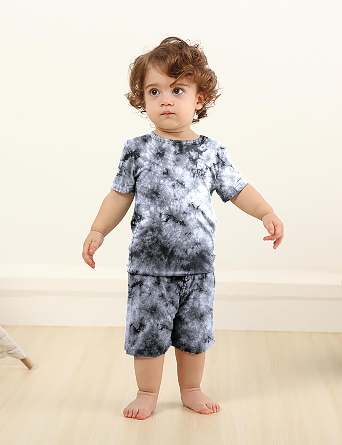 Jimonda Baby/Toddler Soft Sleepwear Short sleeve Kids Cool Pajama Outdoor 2-Piece Shirt&Shorts Casual sets Tie Dye PJ